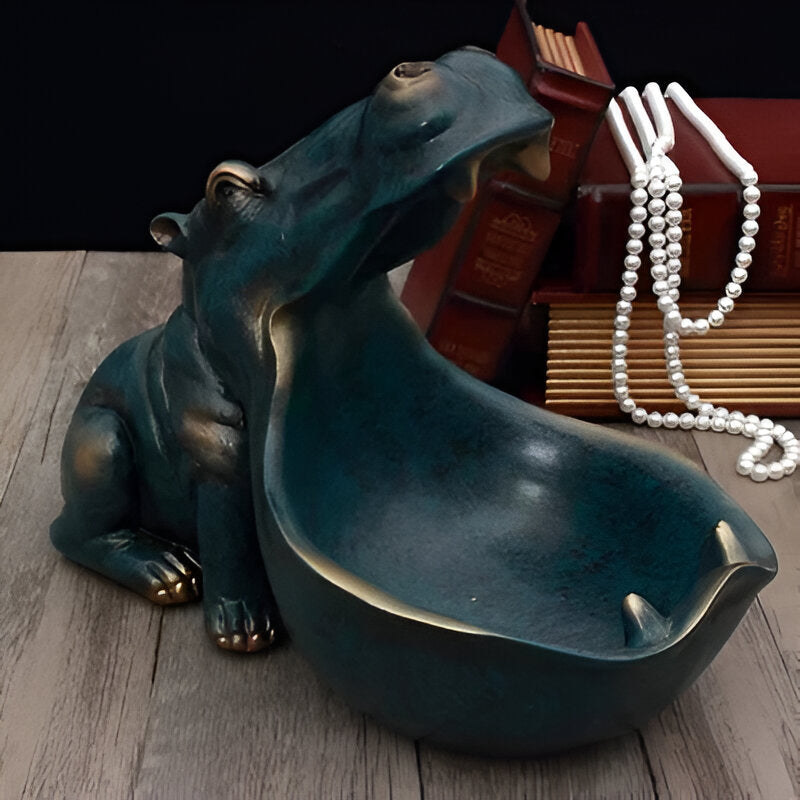 Flodhest Keramikfigur – Handgefertigte Tier-Skulptur für Regal & Wohnzimmer-Deko