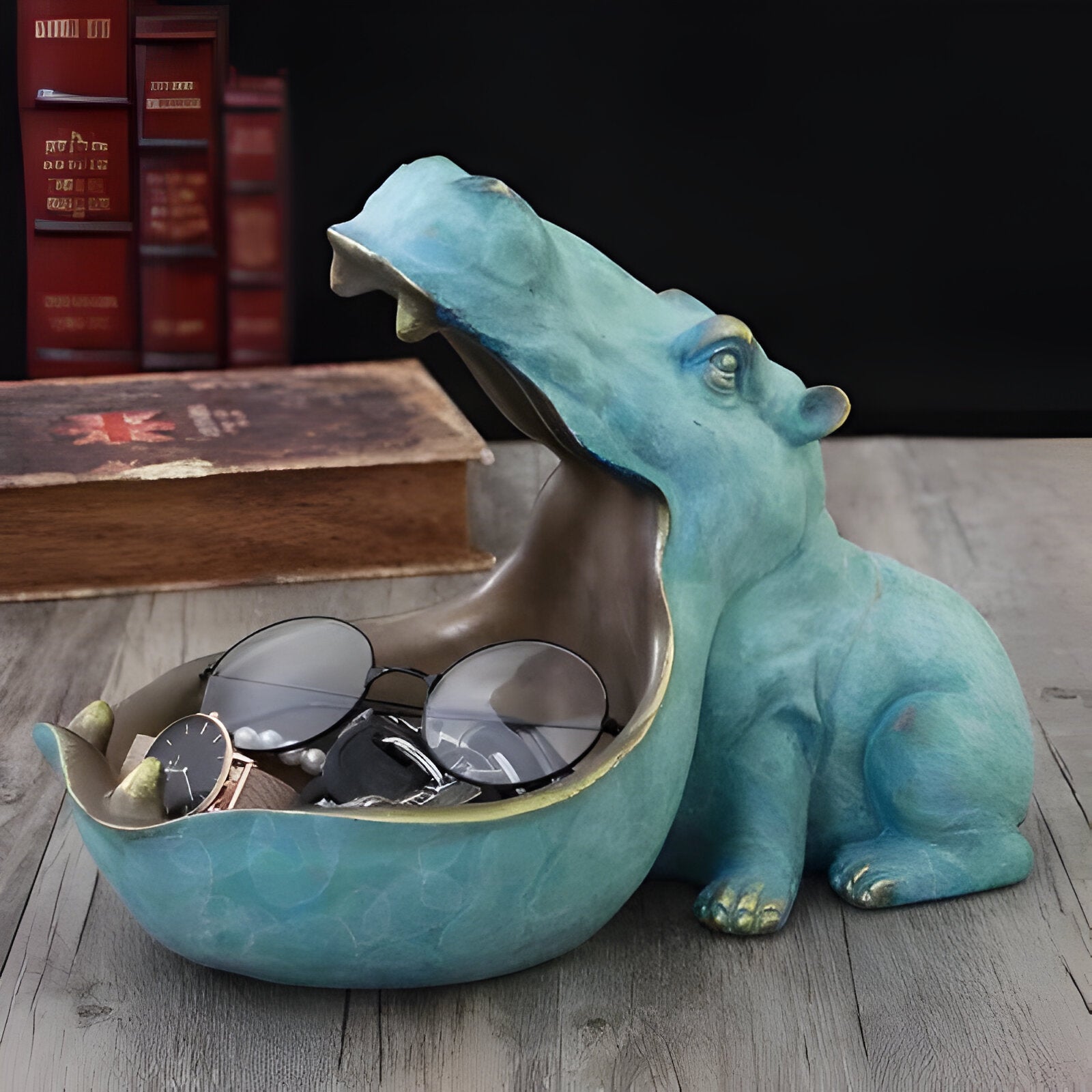 Flodhest Keramikfigur – Handgefertigte Tier-Skulptur für Regal & Wohnzimmer-Deko