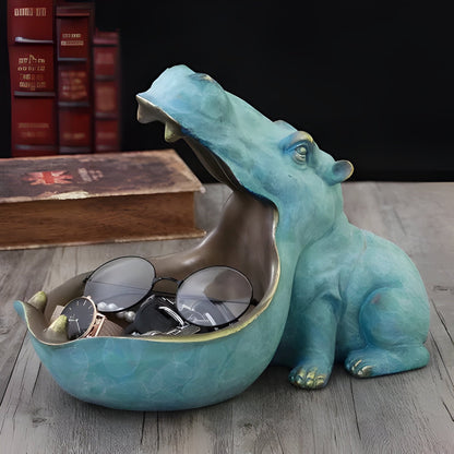 Flodhest Keramikfigur – Handgefertigte Tier-Skulptur für Regal & Wohnzimmer-Deko