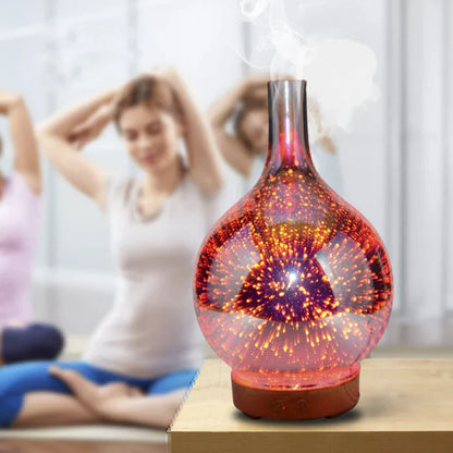 Aroma Diffusor Med 3d-glassdesign - Led-fargeendring Og Duftoljefunksjon