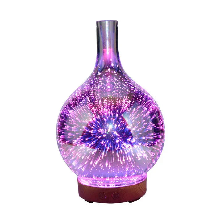 Aroma Diffusor Med 3d-glassdesign - Led-fargeendring Og Duftoljefunksjon