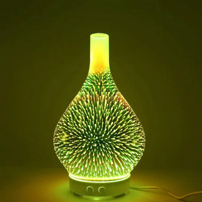 Aroma Diffusor Med 3d-glassdesign - Led-fargeendring Og Duftoljefunksjon