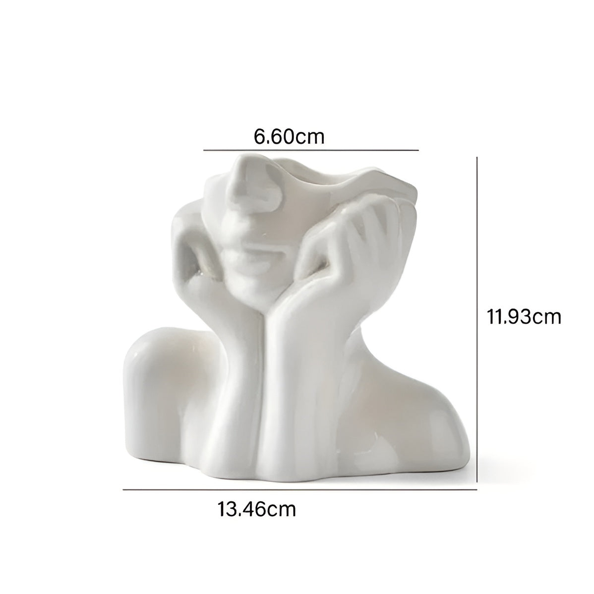 Keramikkvase Med Ansiktsmotiv – Dekorativ Og Elegant | Perfekt For Bord Og Sidebord - Elegant: 9cm x 8.5cm x 7cm - Vaser