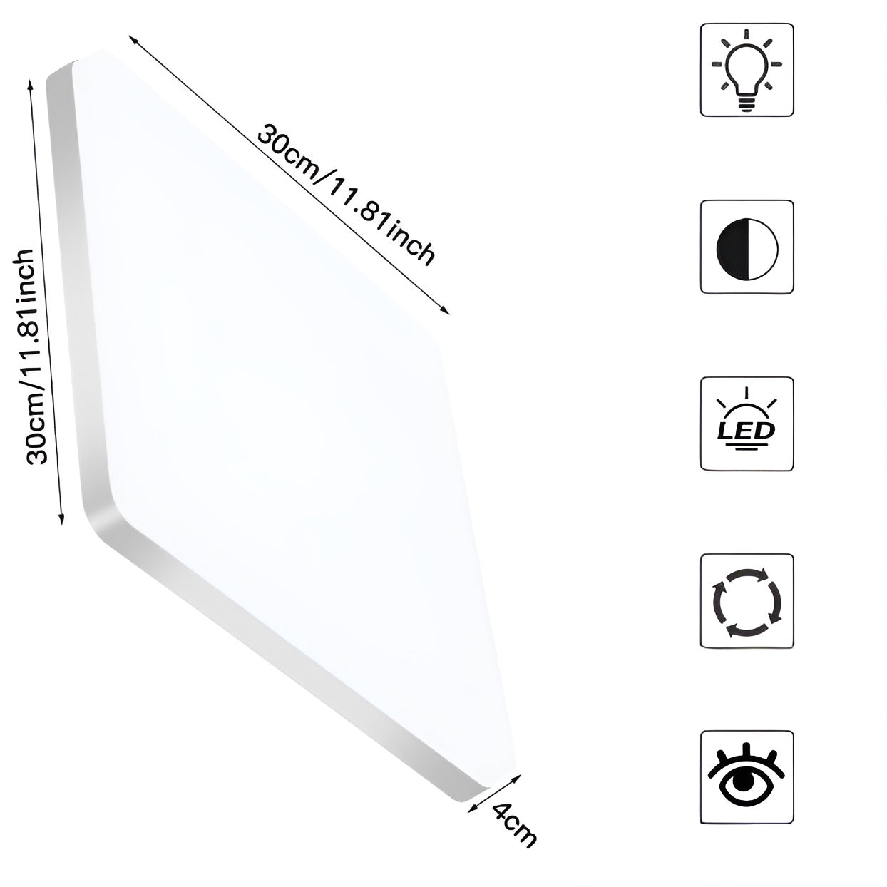 Kvadratisk LED-taklampe – Jevnt og Behagelig Lys | Perfekt for Stue og Bad
