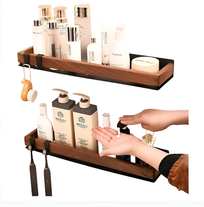 Rustikt Vegghylle i Tre – Dekorativ og Stabil | Med Solid Metallramme