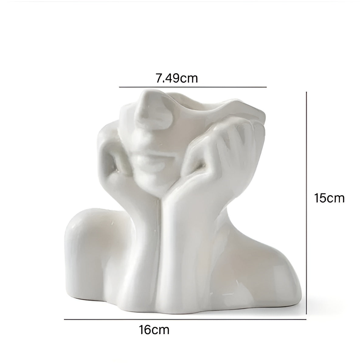 Keramikkvase Med Ansiktsmotiv – Dekorativ Og Elegant | Perfekt For Bord Og Sidebord - Elegant: 10.5cm x 20.5cm x 8.5cm