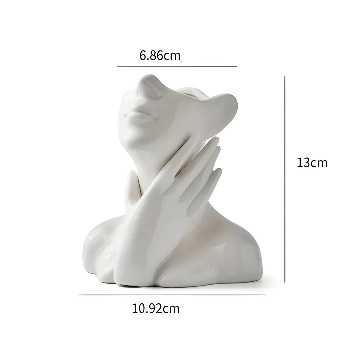 Keramikkvase Med Ansiktsmotiv – Dekorativ Og Elegant | Perfekt For Bord Og Sidebord - Glamorøs: 12.5cm x 14cm x 6cm