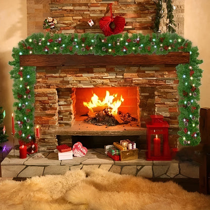 LED Julegirlander i Rattan – Varmt Lys og Naturlig Uttrykk | Perfekt for Trapp og Peis