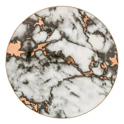 Porselenstallerken i Marmorlook – Elegant Gullkant | Dekorativ og Perfekt for Stilfull Servering