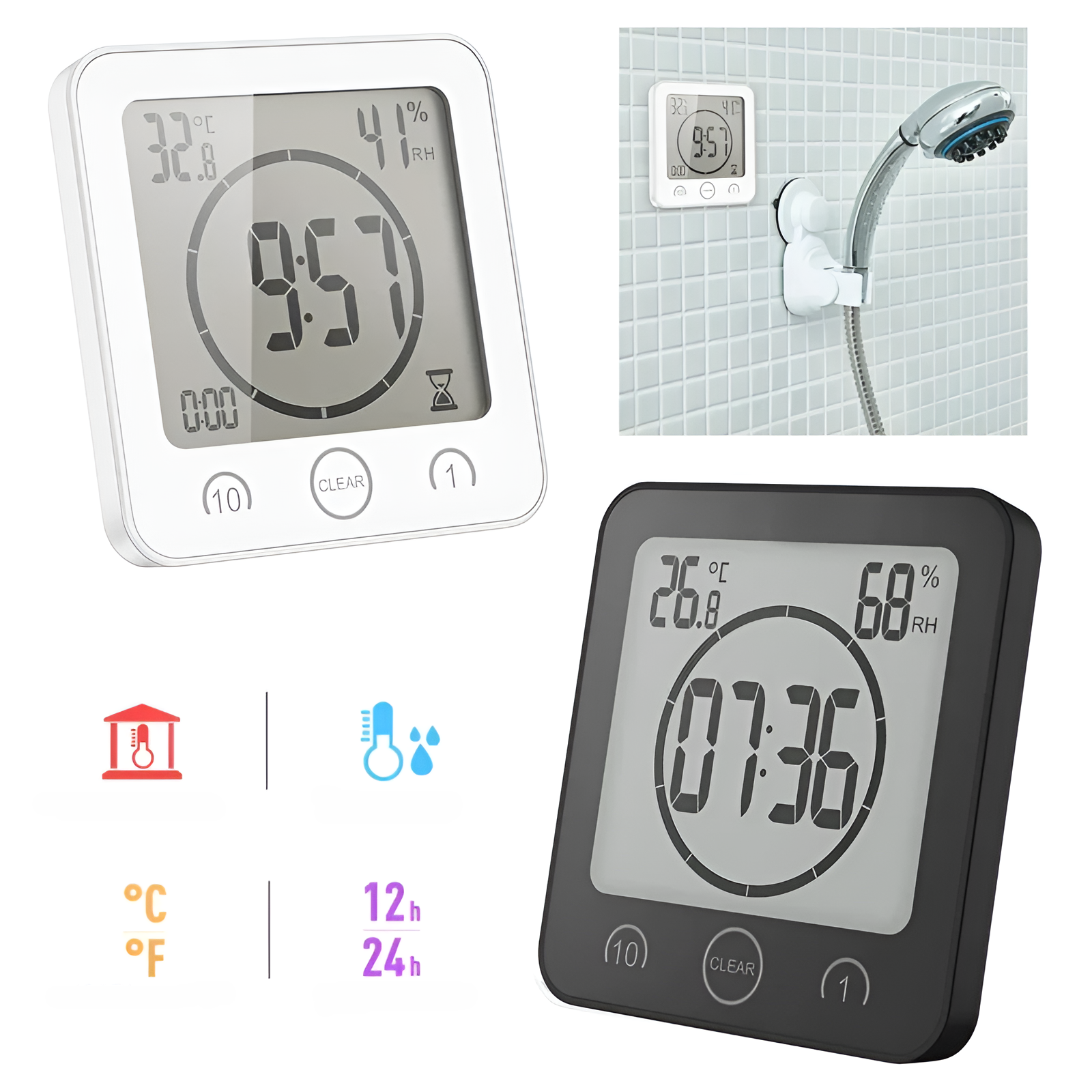 Vanntett Dusjklokke – Praktisk Timer | Perfekt for Badet
