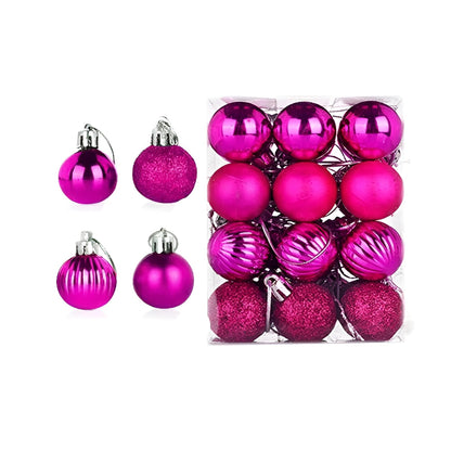 Julekuler – Elegante og Skinnende | Dekorative for Juletre og Hjem - Rosa Rød - Høytidspynt