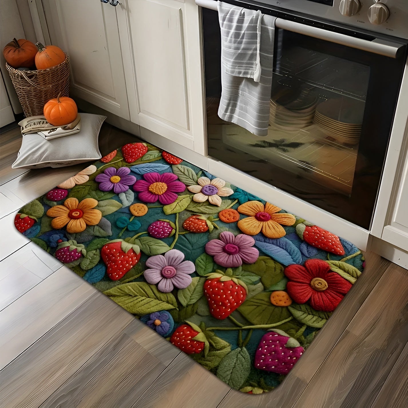 3D Blomstermatte – Skli­sikkert Teppe med Kasjmir­følelse | Perfekt til Gang og Bad