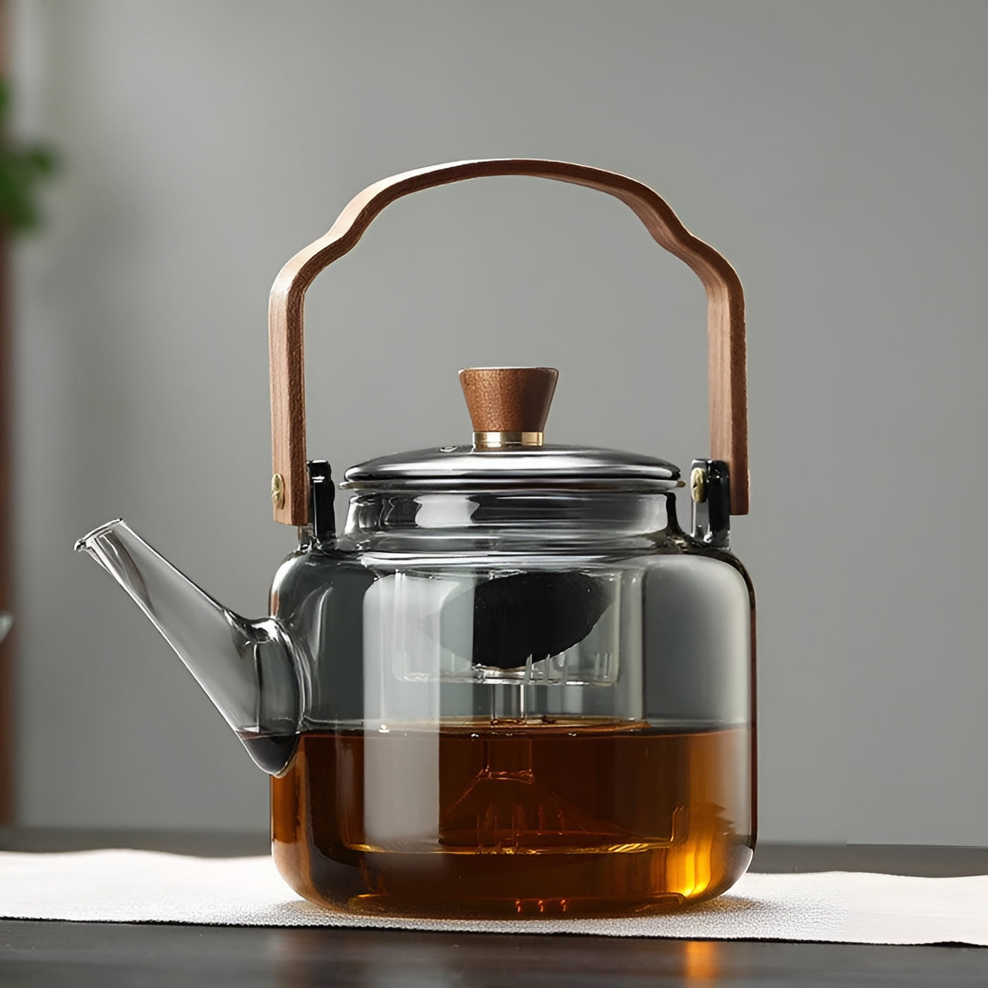 Glasstekanne med Sil og Tre­lokk – Elegant og Dekorativ | 1,2 L Perfekt for Løs Te