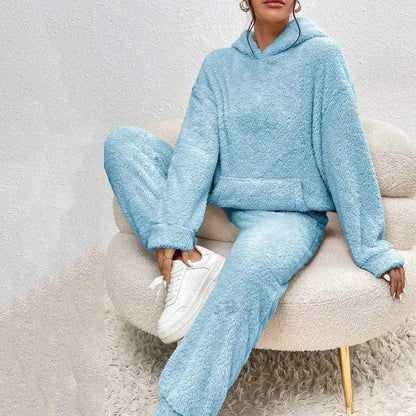 Hvitt todelt loungewear-sett i teddystoff