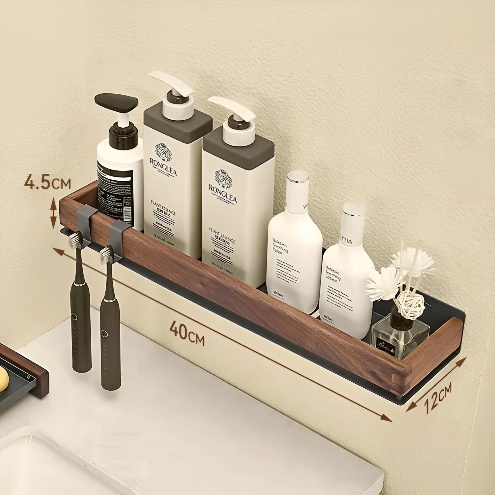 Rustikt Vegghylle i Tre – Dekorativ og Stabil | Med Solid Metallramme