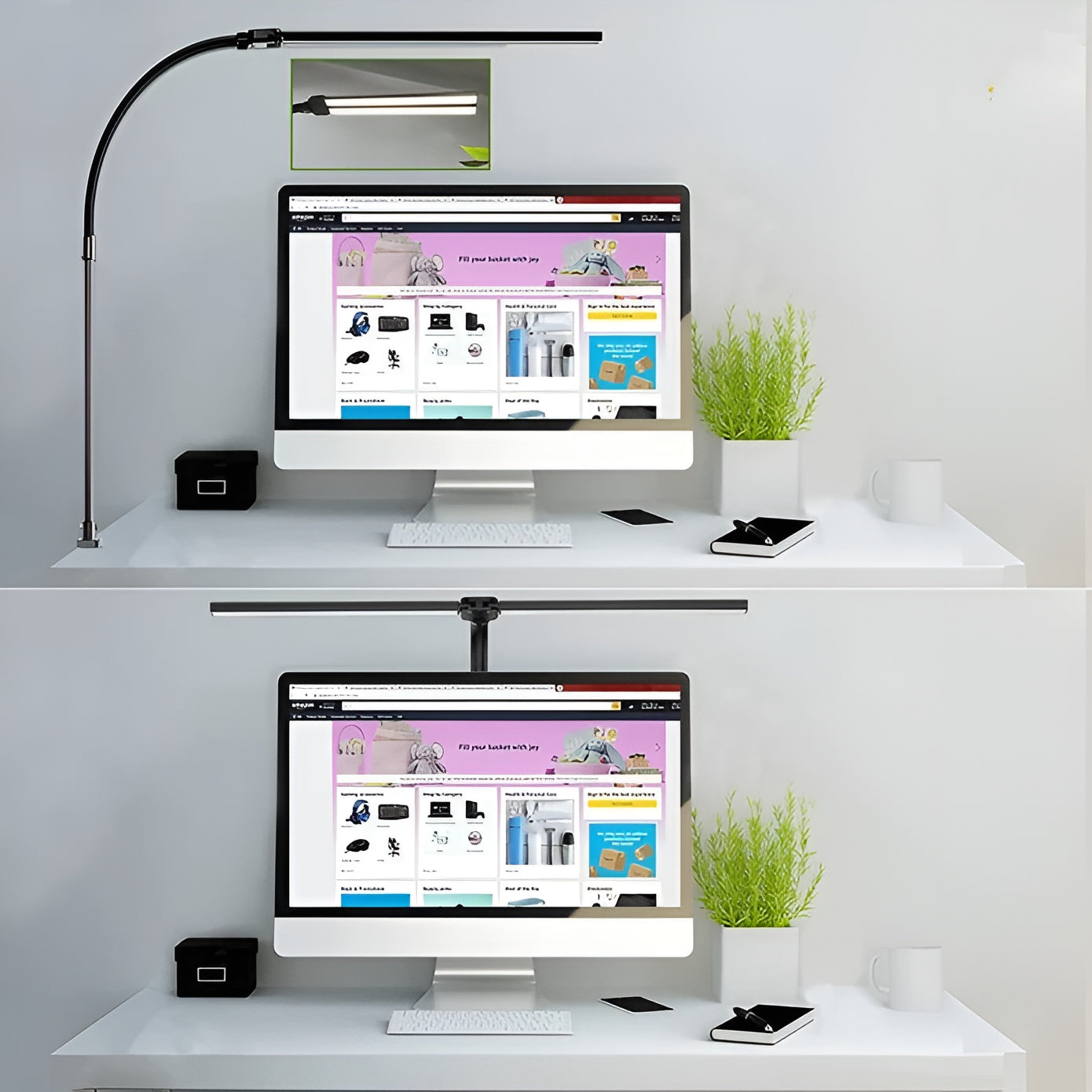 Led-skrivebordslampe Med Dobbel Lampe – Moderne Og Stilig For Kontoret