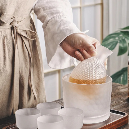 Japansk Sake-sett i Glass – Elegant Karaffel med Kopper | Perfekt for Vin, Whisky og Likør