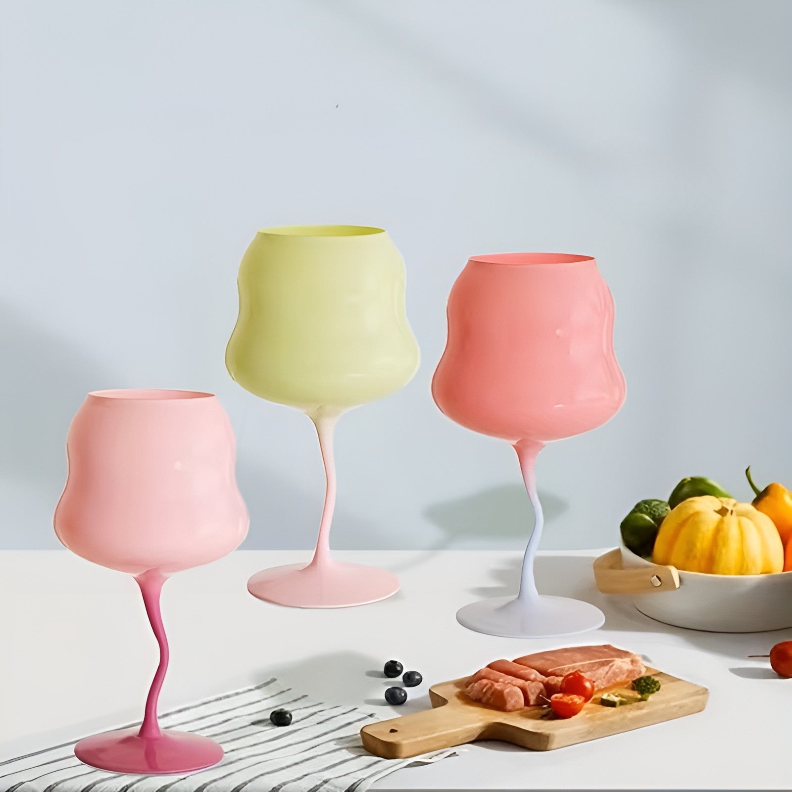 3er Set Bunte Whiskygläser 500 ml – Vintage Design mit Drehstruktur | Große Cocktail- & Weingläser für Party & Geschenk