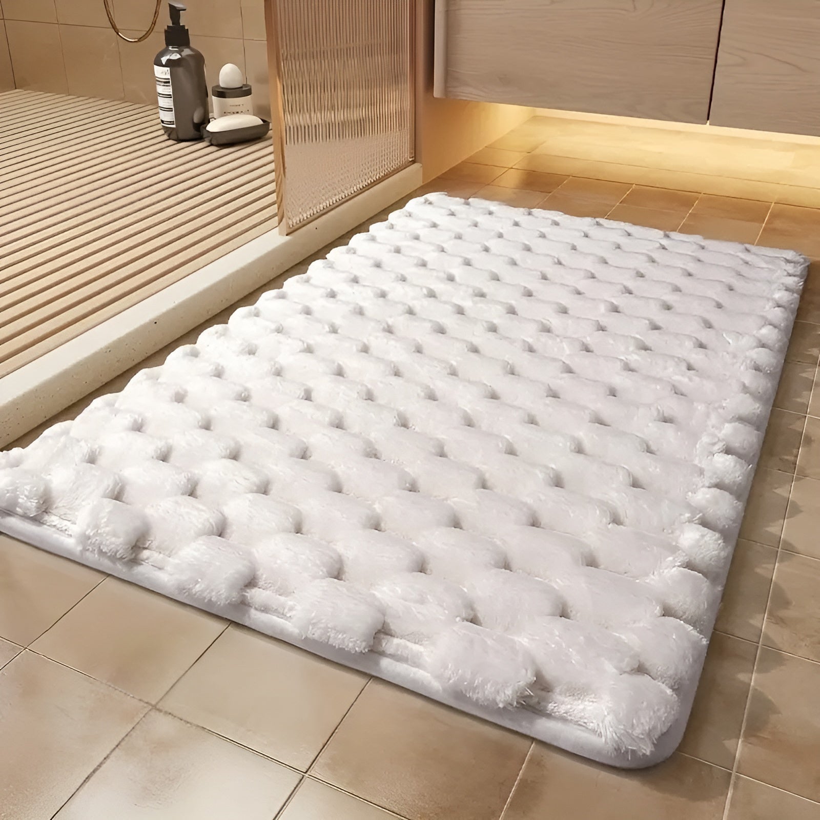 Sklisikker badematte med Minneskum – Ekstra myk og sklisikker | Ideell for Baderom, Soverom og Seng