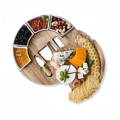 Käsebrett med Ostekniver – Elegant og Dekorativt Serveringsbrett | Perfekt for Ost, Tapas og Kosekvelder