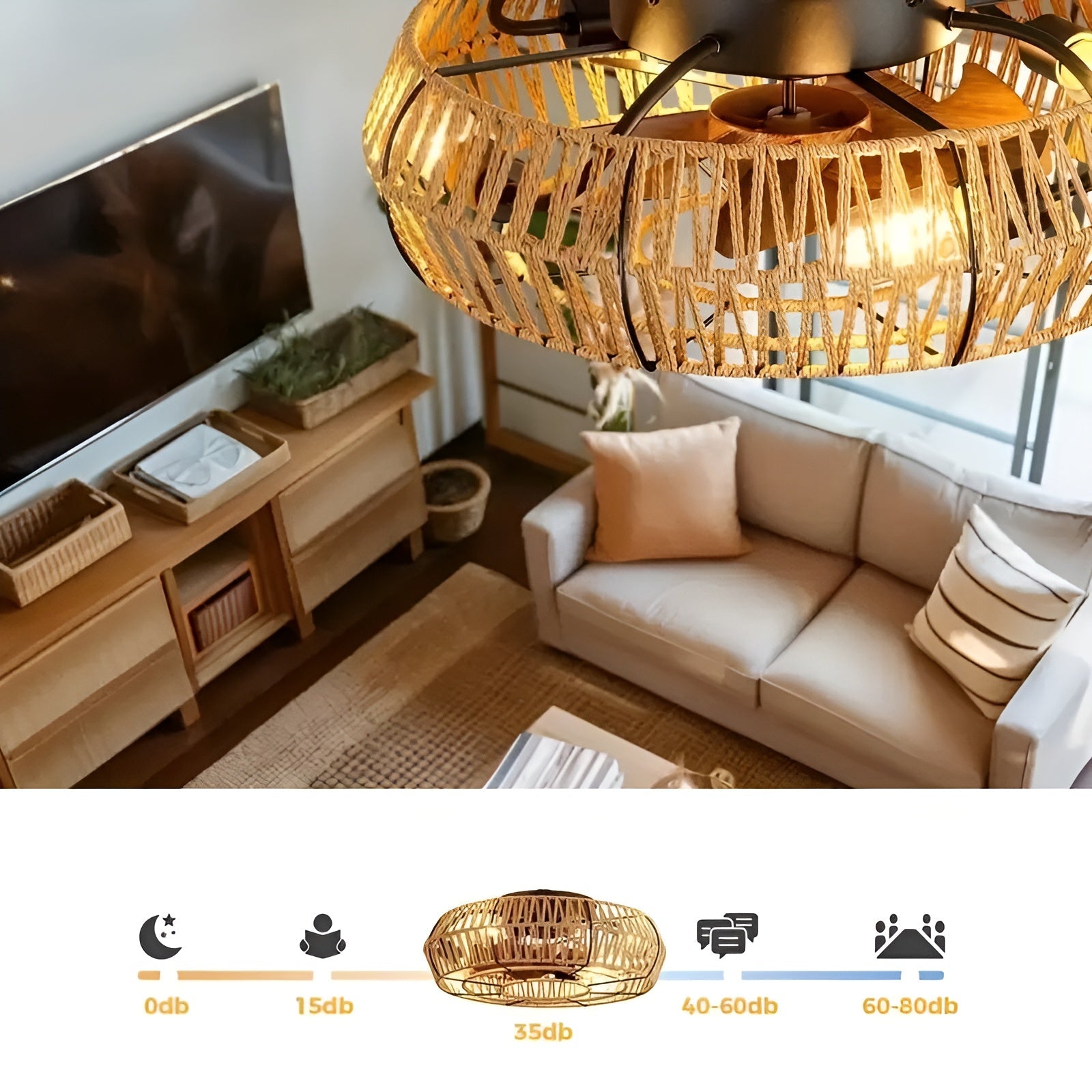 Takvifte med Rottinglampe – Håndflettet og Dekorativ | Perfekt for Stue og Soverom