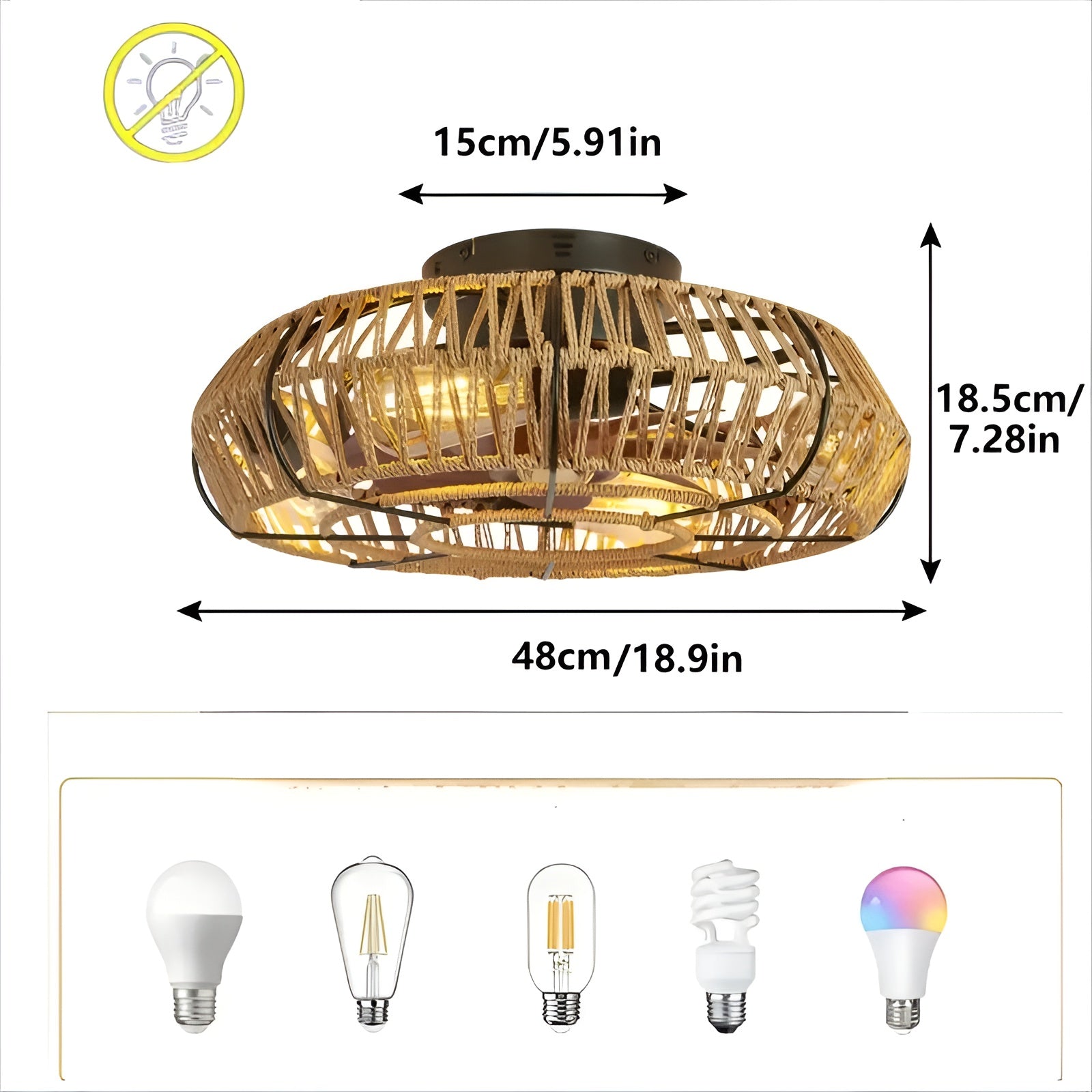 Takvifte med Rottinglampe – Håndflettet og Dekorativ | Perfekt for Stue og Soverom