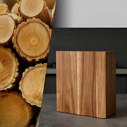 Knivblokk Med Knivspor – Solid Knivoppbevaring I Tre, Knivholder Til Benkeplaten Med Bladbeskyttelse