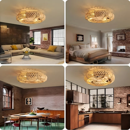 Takvifte med Rottinglampe – Håndflettet og Dekorativ | Perfekt for Stue og Soverom