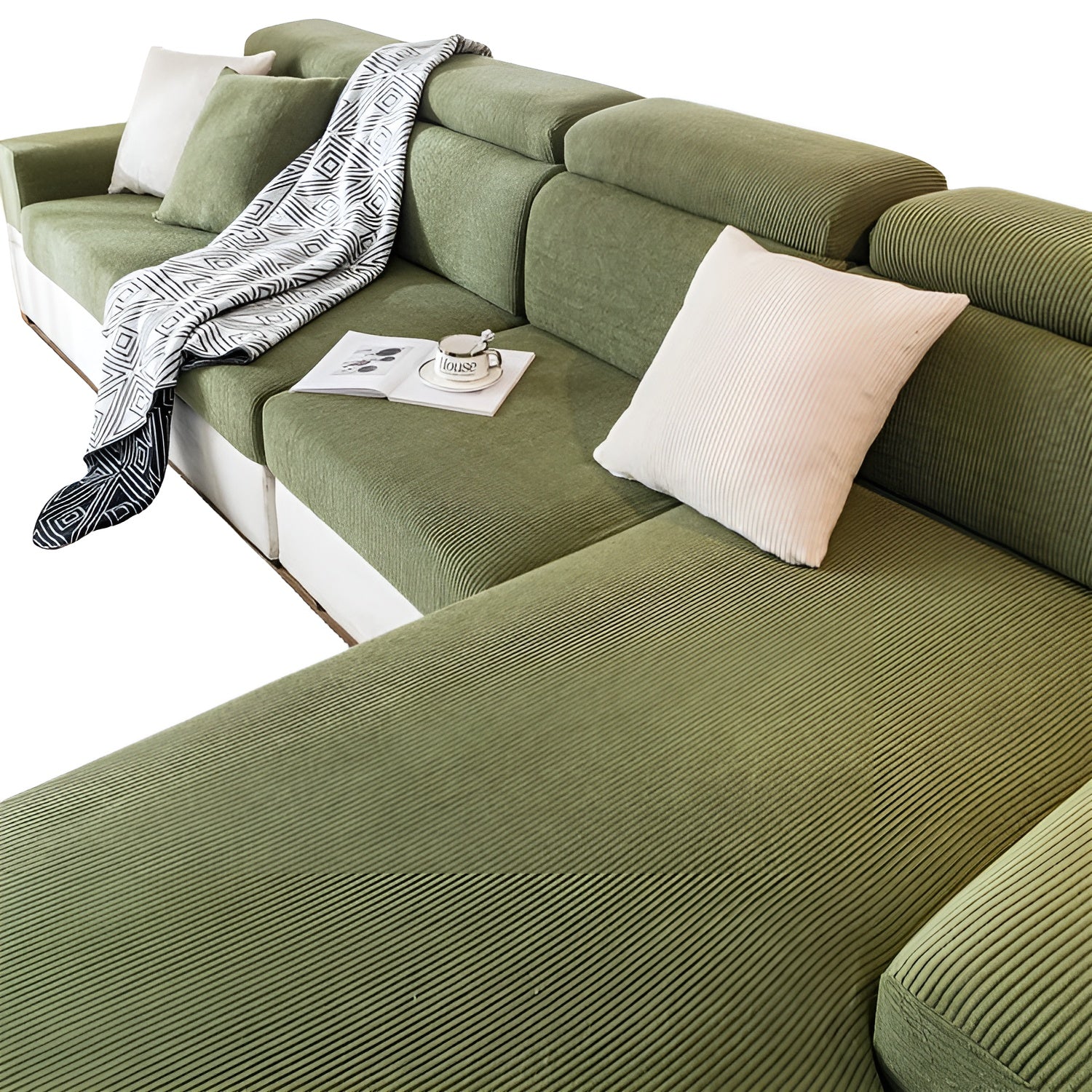 Sofatrekk i Kordfløyel – Mykt, Tøyelig og Slitesterkt | Vertikalt Stripemønster