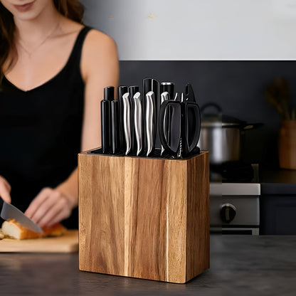 Knivblokk Med Knivspor – Solid Knivoppbevaring I Tre, Knivholder Til Benkeplaten Med Bladbeskyttelse