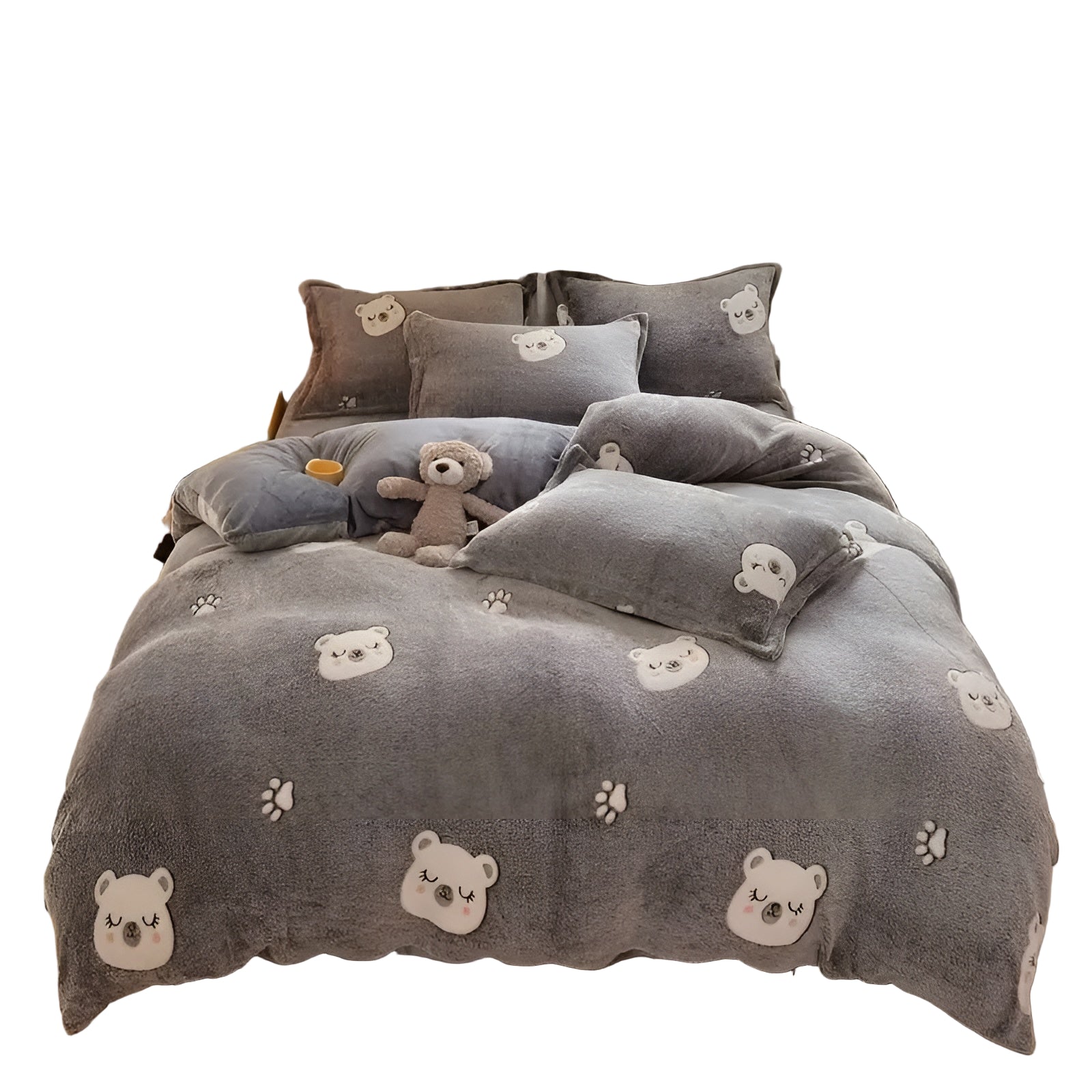 Sengetøysett med Bjørnemotiv – Mykt og Koselig | 3-delt Sett med Dynetrekk og Putetrekk, Perfekt for Soverommet