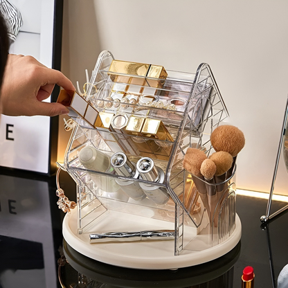 Kosmetik Aufbewahrungsbox drehbar – Stilvolle Kosmetik-Aufbewahrung | Perfekt für Schminktisch und Badezimmer - DEA3156