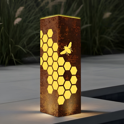 3d-hagelanterne Med Bikakemønster – Dekorativ Metalllampe I Rustikk Stil | Perfekt Til Hagen Terrassen