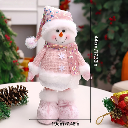 Justerbar Julenissefigur – Glitrende Rosa Dekor | Perfekt til Vindu og Hjem