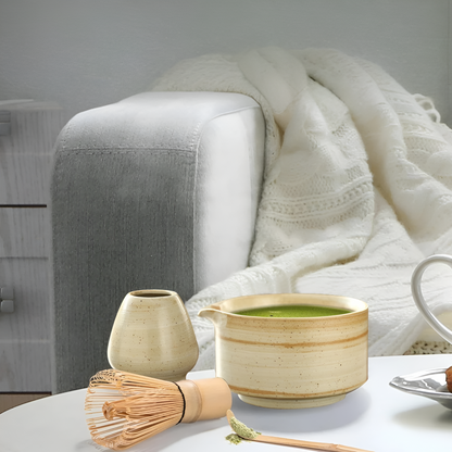 Matcha Keramisksett- 4 Deler Japansk Teapot og Kopper