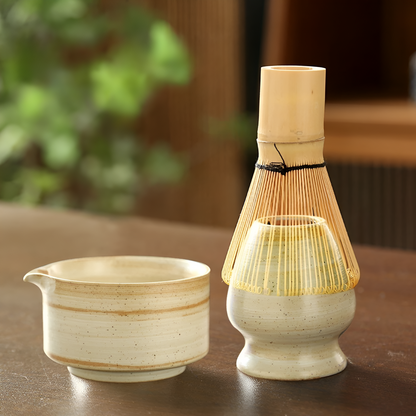 Matcha Keramisksett- 4 Deler Japansk Teapot og Kopper