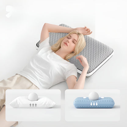 Ergonomisk Pute Med Kjølefiber – Begge Sider & Pustende | Ideell For De Som Sover På Ryggen Siden Eller Magen - Grå