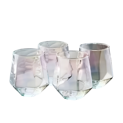 Glasskopper i Transparent Design 4 stk – Stilrent og Dekorativt Design | 300 ml Glass for Vann Juice og Te - Tumblere