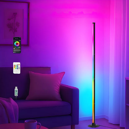 LED-Gulvlampe med RGBICB-fargeendring – Moderne Aluminiumslampe med App og fjernkontroll | Dimmbar stemningsbelysning for Hjemmet Ditt