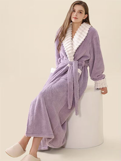 Myk Damebadekåpe for Vinter – Ekstra Lang og Varm | Flanell med Lommer