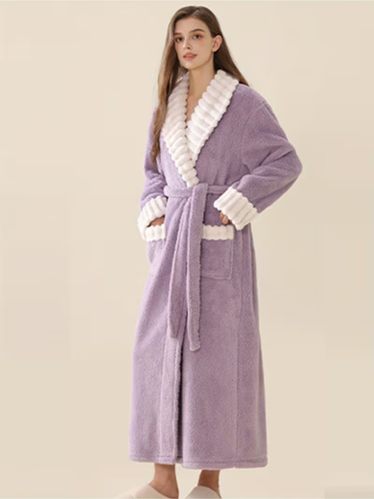 Myk Damebadekåpe for Vinter – Ekstra Lang og Varm | Flanell med Lommer