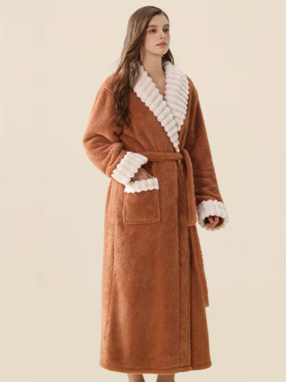 Myk Damebadekåpe for Vinter – Ekstra Lang og Varm | Flanell med Lommer