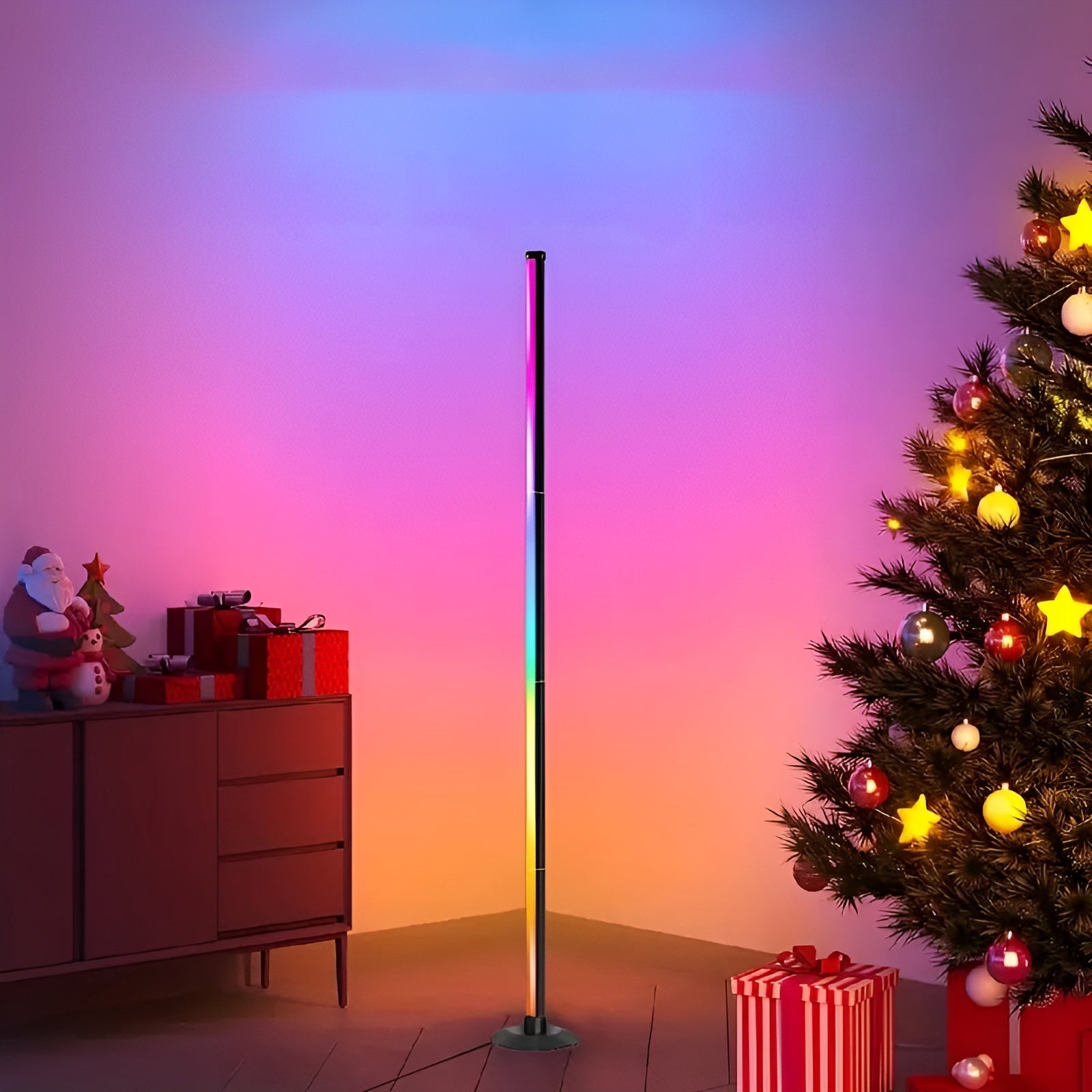 LED-Gulvlampe med RGBICB-fargeendring – Moderne Aluminiumslampe med App og fjernkontroll | Dimmbar stemningsbelysning for Hjemmet Ditt