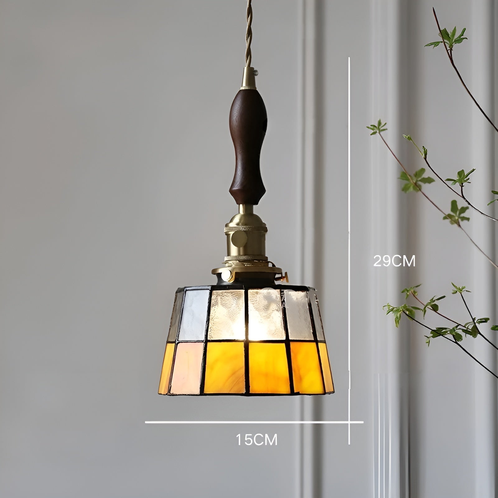 Europeisk Vintage Pendellampe – Stilig LED-pendellampe i tre og kobber | Med glasskuppel i design for stue og spisestue