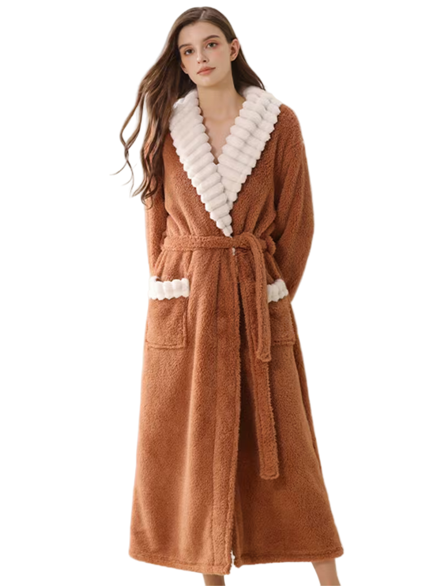 Myk Damebadekåpe for Vinter – Ekstra Lang og Varm | Flanell med Lommer