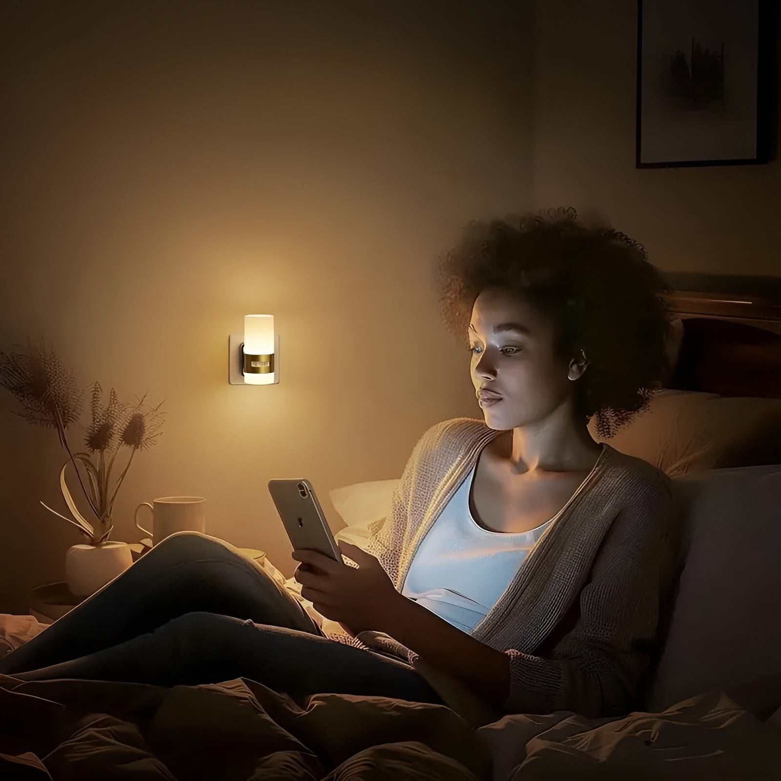 2-pakning LED Nattlamper – Med Bevegelsessensor | Moderne Veggbelysning i Svart og Kobber