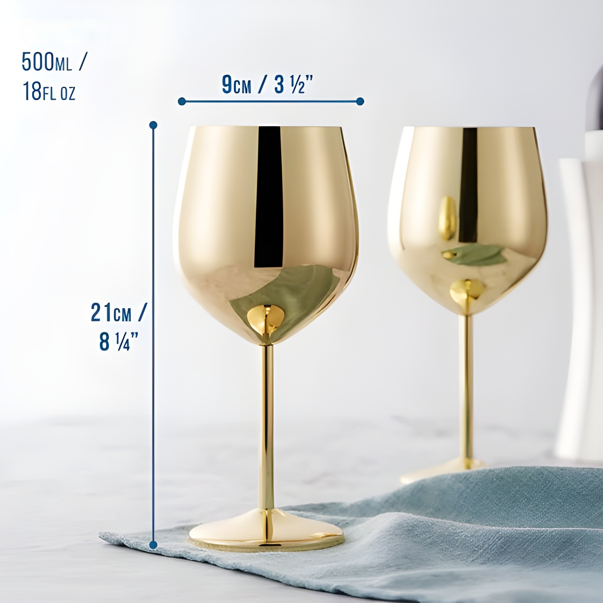 Vinglass I Rustfritt Stål Med Gullfinish – Elegante Glass Til Vin Og Spesielle Anledninger