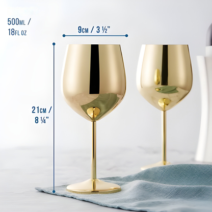 Vinglass I Rustfritt Stål Med Gullfinish – Elegante Glass Til Vin Og Spesielle Anledninger