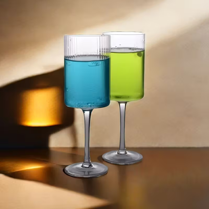 Krystallglass Med Vintage-Riller – Gjennomsiktig Og Dekorativt | Elegant Glass Til Hverdagsbruk Og Borddekking