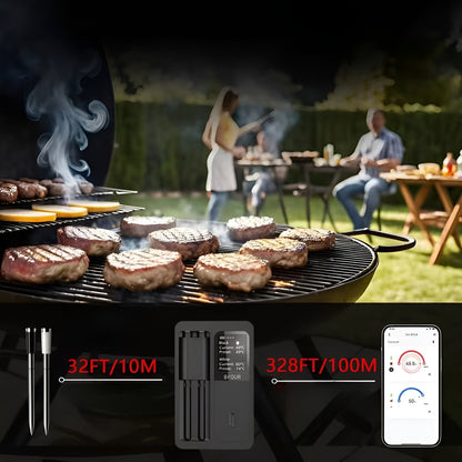 Kabelloses Grillthermometer mit 2 Sonden – Exakte Temperaturmessung | Perfekt für Fleisch & BBQ